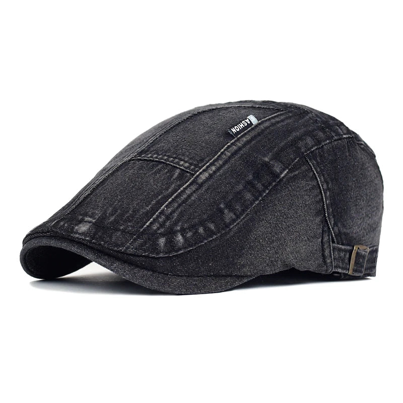 Flat Cap Jeans Schwarz