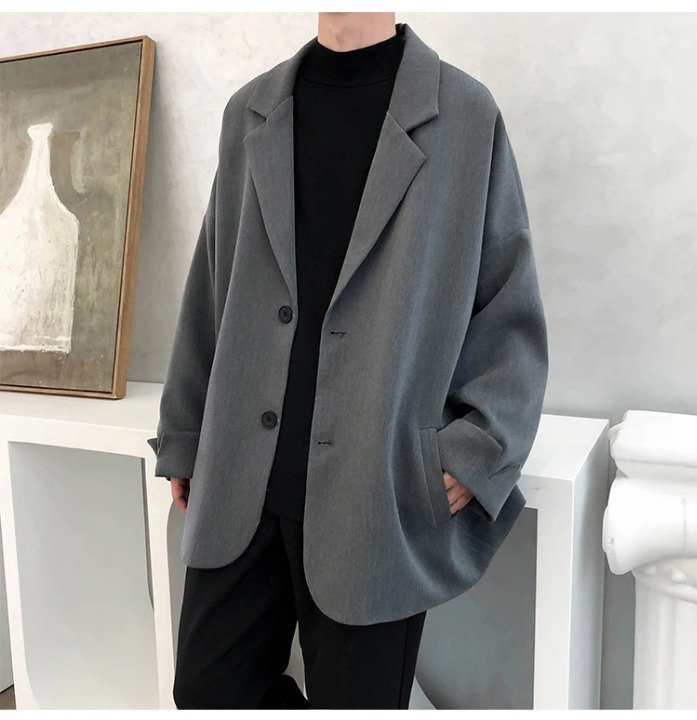 Oversize Blazer Herren Grau