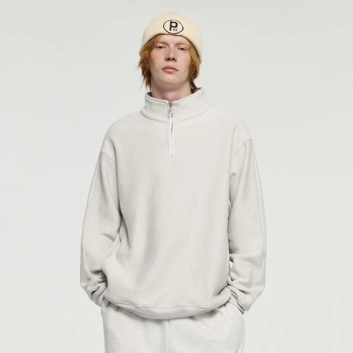 Oversize Half Zip Sweatshirt Weiß