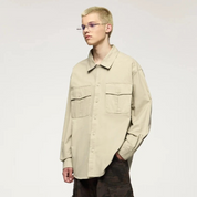 Oversize Hemd Beige Herren