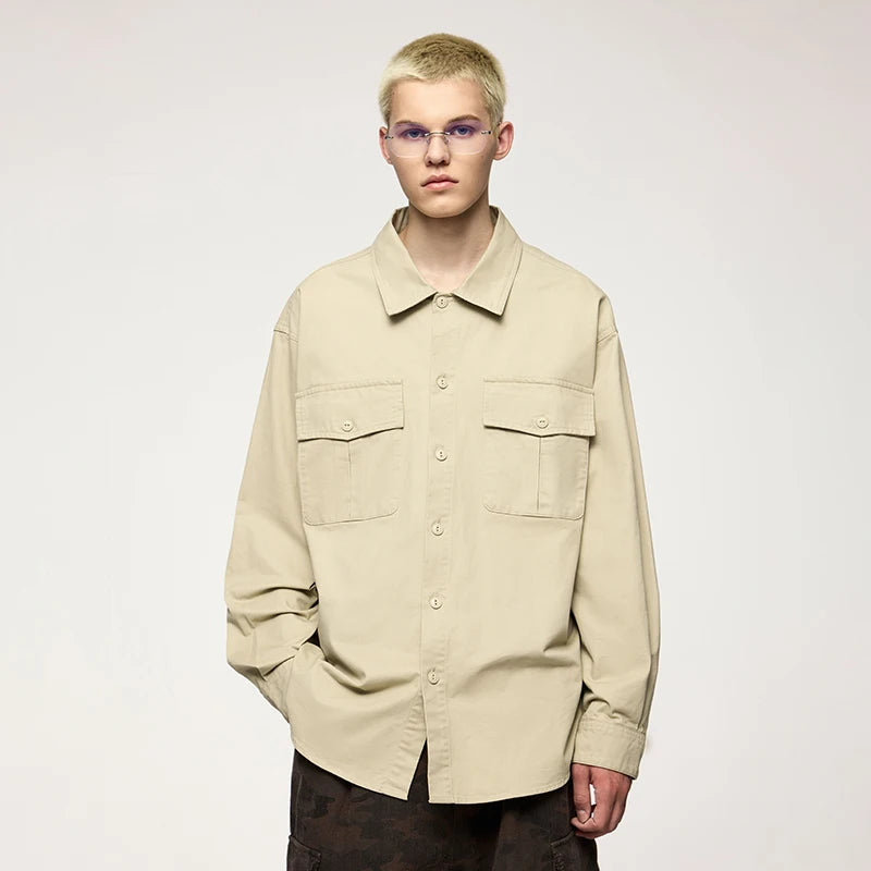 Oversize Hemd Beige Herren