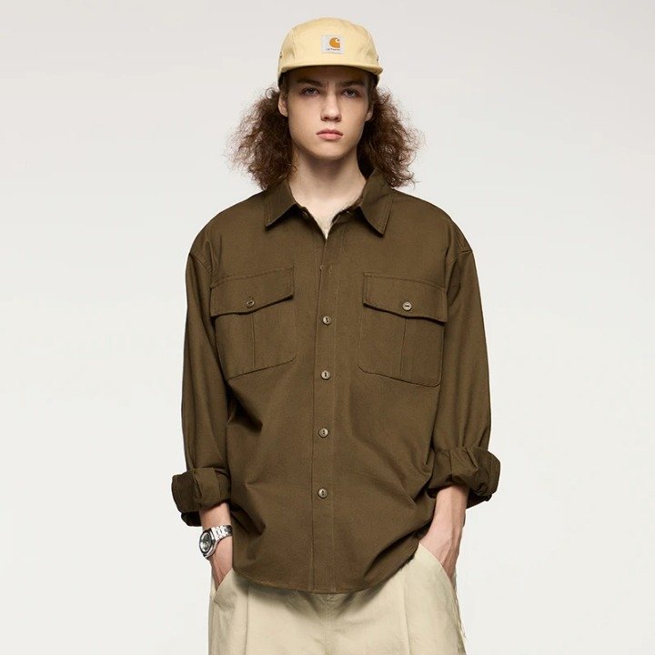 Oversize Hemd Braun Herren
