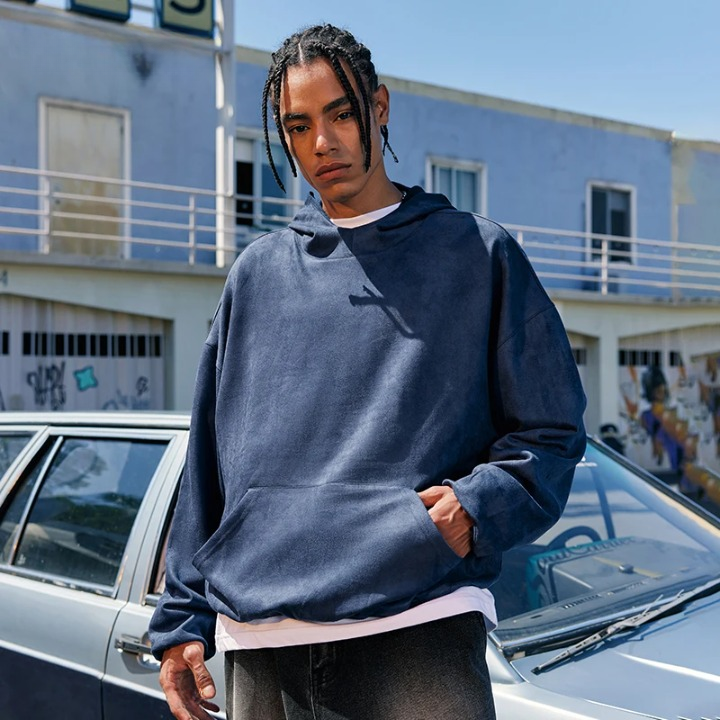 Oversize Hoodie Herren Blau