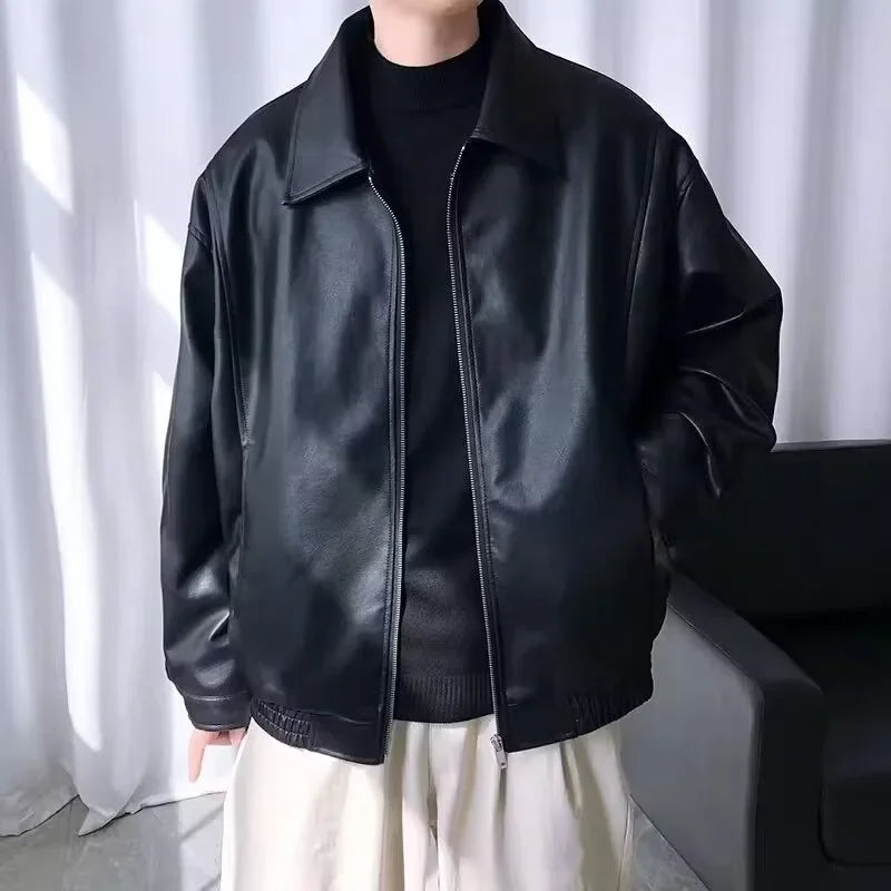 Oversize Lederjacke Herren Schwarz