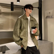 Oversize Lederjacke Men Grün