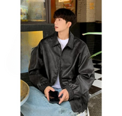 Oversize Lederjacke Men Schwarz