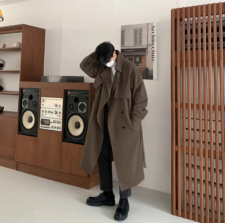 Oversize Mantel Herren Braun