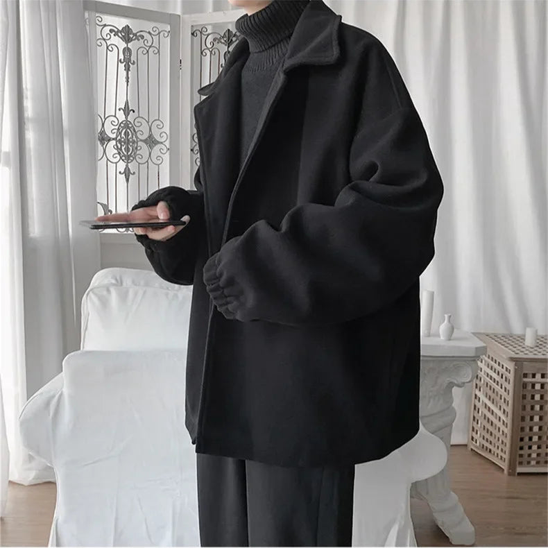 Oversize Mantel Herren Schwarz
