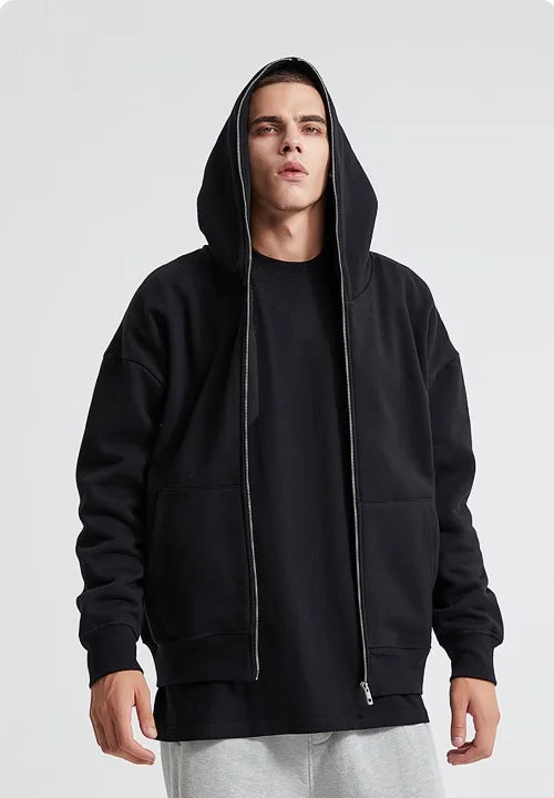 Oversized Sweatshirt Jacke Herren Schwarz