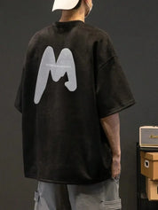 Oversized Black Printed T Shirt