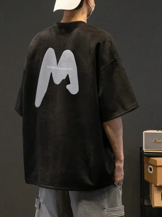 Oversized Black Printed T Shirt