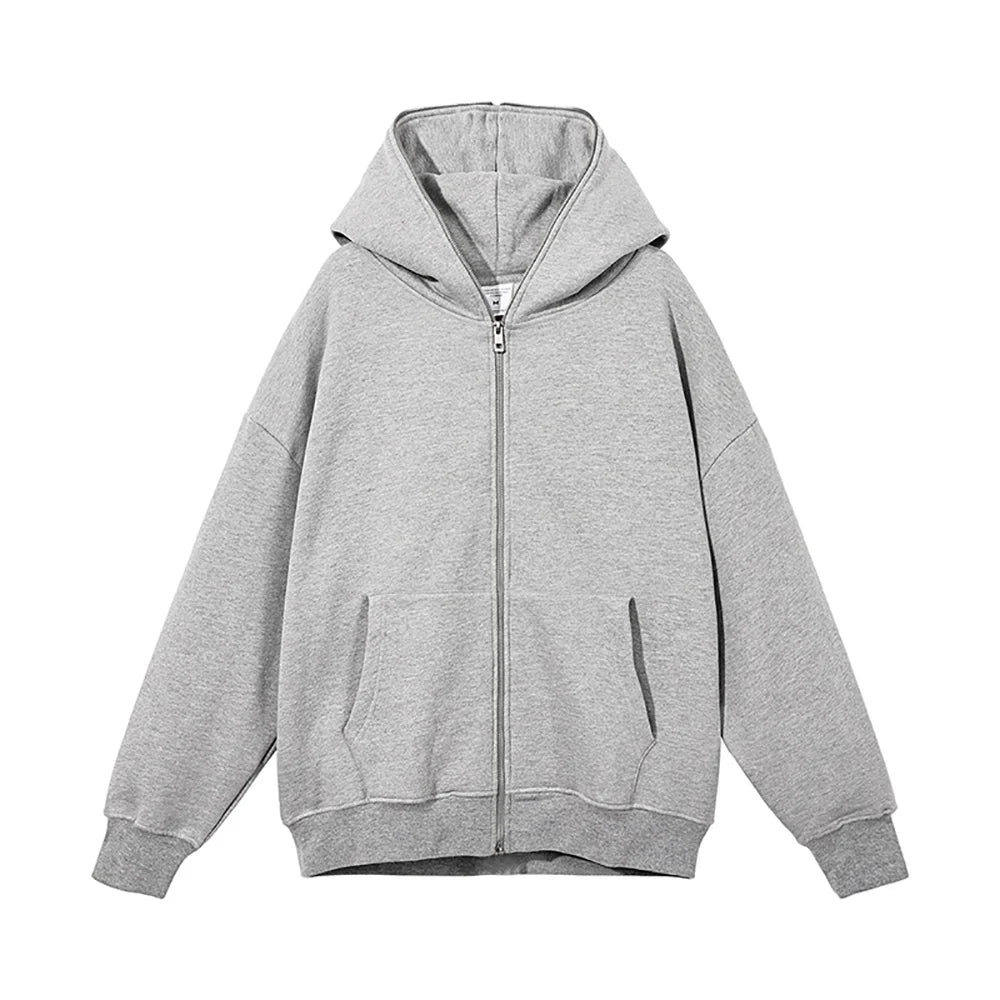 Oversized Sweatshirt Jacke Herren Grau