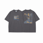 Oversized T Shirt Herren Backprint Grau