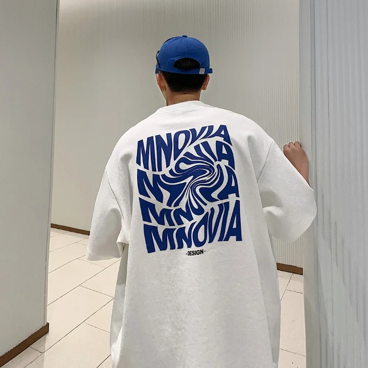Oversized T Shirt Herren Print Weiß