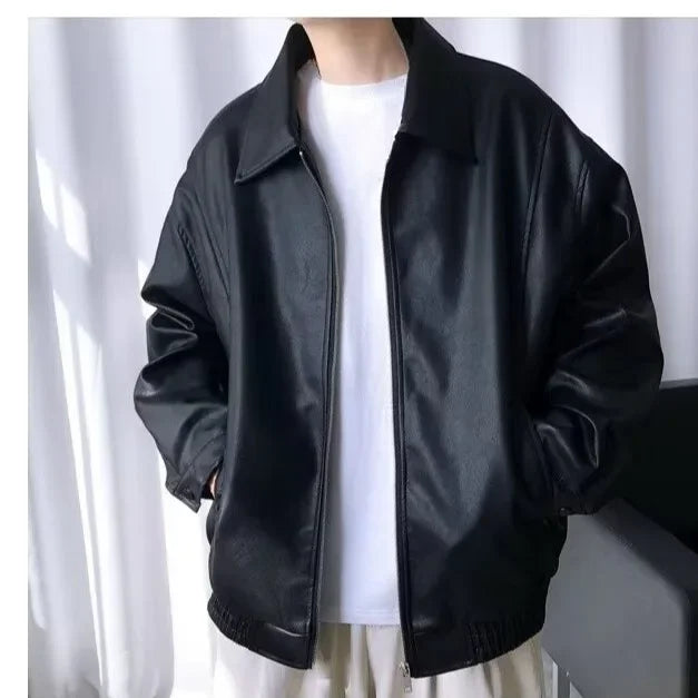 Oversize Lederjacke Herren Schwarz